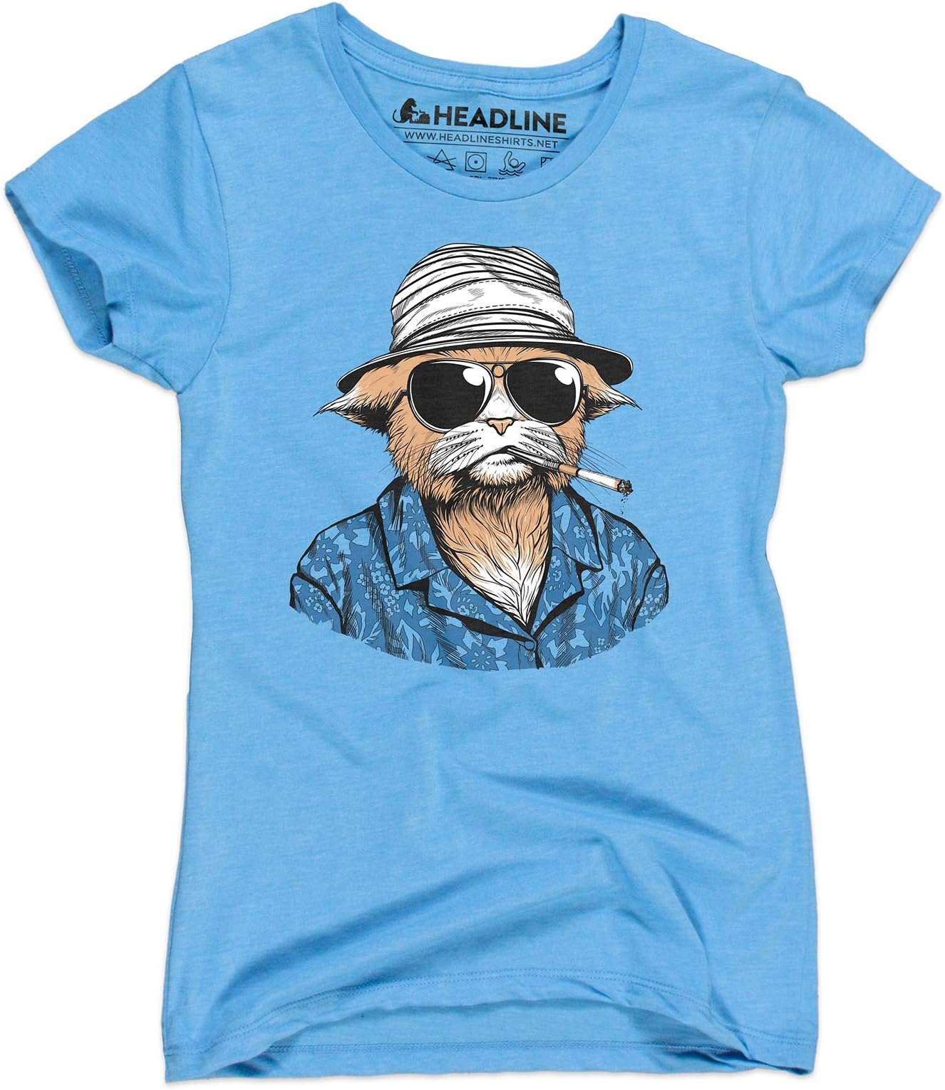 Hunter S. Tomcat Funny Graphic Screen Printed Crewneck T-Shirt for Women