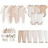 MAMIMAKA Newborn Layette Gift Set 27-Piece Baby Girl Clothes Bodysuits, Pants Essentials and Accessories 0-12Months