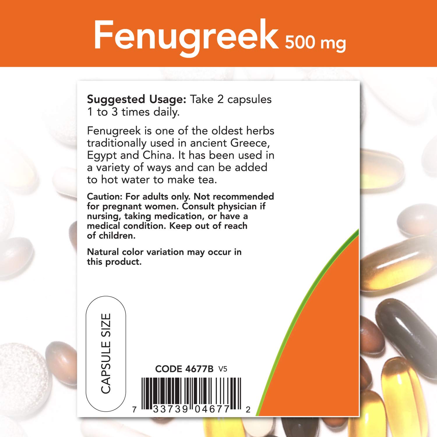 NOW Supplements, Fenugreek (Trigonella foenumgraecum) 500 mg, Herbal Supplement, 100 Veg