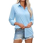 siliteelon Womens Button Down Shirt: Dress Shirt Collared Long Sleeve Shirt Tailored Waist Casual Work Blouse