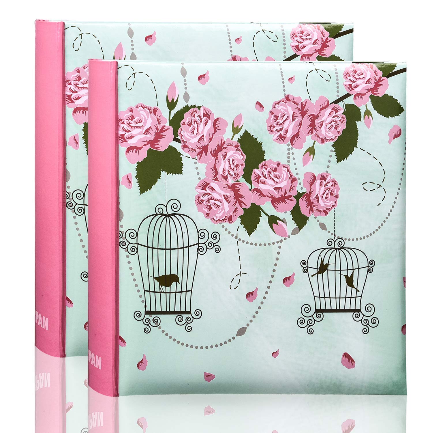2 x Photo Album 200 6 X 4'' / 15 x 10 cm Photos Slip in Picture Album CD/DVD Pocket Memo Writing Area - Gifting Album by Arpan (Vintage Rose Bird Case)