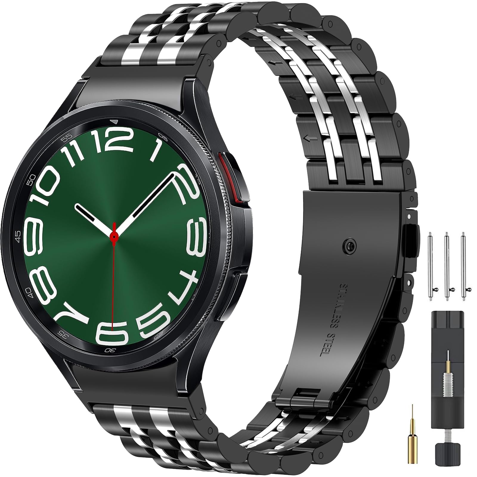 EZMVZKU Galaxy Watch 7/6/5/4/FE 40mm 44mm Stainless Steel Metal Band, No Gap Strap for SAMSUNG Galaxy Watch 6 4 Classic 42mm 43mm 46mm 47mm/5 pro 45mm,20mm Watchband for Men Women