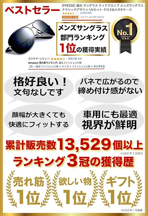 Amazon Freese 偏光 サングラス ティアドロップ メンズサングラス クラシックデザイン 3d 立体フレーム Uvカット 福岡発のアイウェアブランドfreese アッシュグレー サングラス 通販