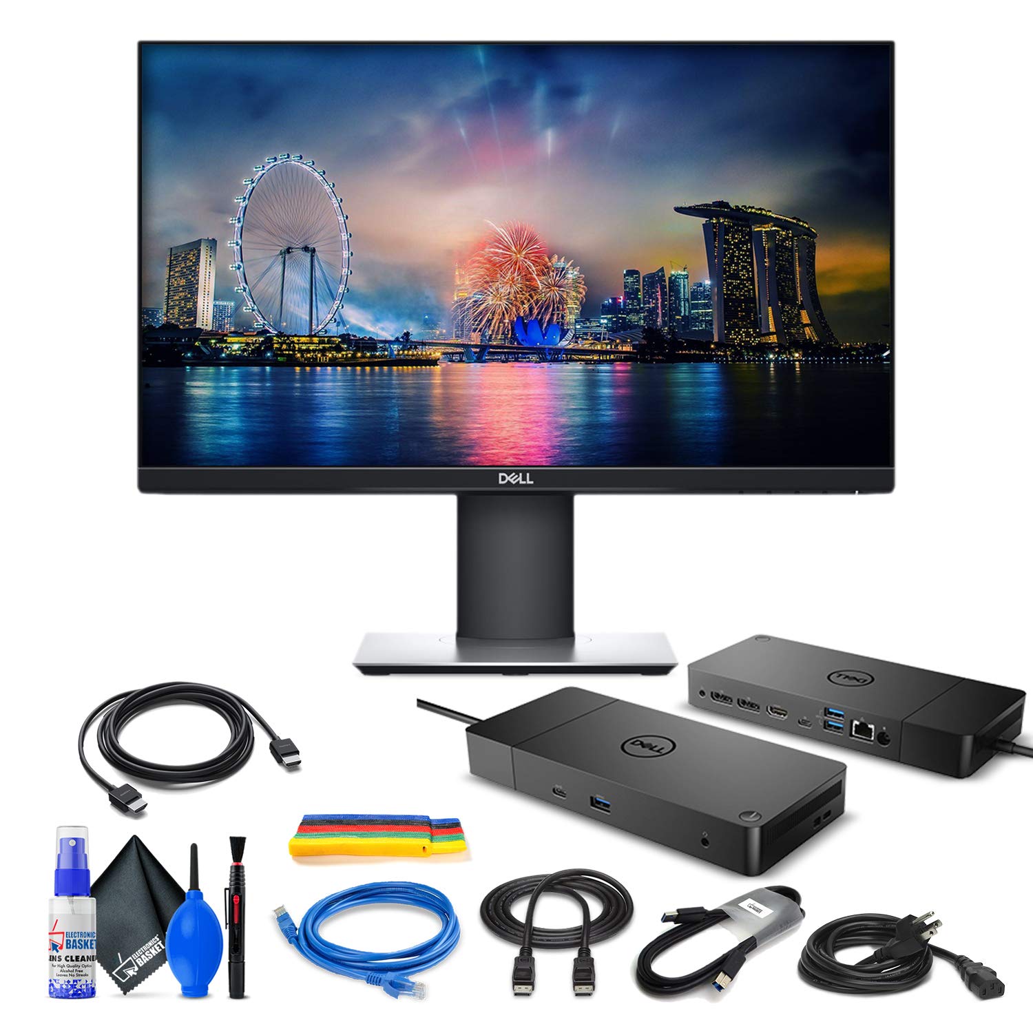 Dell P2419H 23.8" 16:9 Ultrathin Bezel IPS Monitor with Dell WD19 180W Docking Station (130W Power D