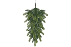 Etnorsu Christmas Teardrop Swag, 27.6inch Artificial Green Pine Needles Teardrop Swag, Christmas Teardrop Door Swag Winter Greenery Teardrop Wreath Garland for Xmas Mailbox Wall Window Decor