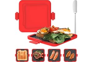 Microwave Toastie Sandwich Maker, Portable Micro Grill with Butter knife, Nonstick Detachable Panini Press, Large Capacity Gr