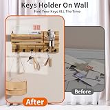 SWTYMIKI Wall Key Holder with Shelf Mail Organizer Brown 6 Hooks view 6