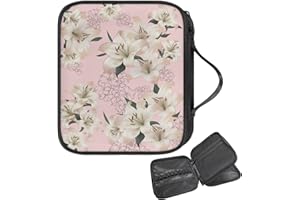 Fuojuvelie Crochet Bag Organizer Large Capacity Lily Knitting Needle Case with Handle Easy to Transport Knitting Needle Case for Crochet Accessories Hooks Organizer