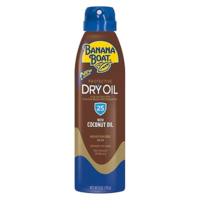 Banana Boat Protective Dry Oil Reef Friendly Sunscreen Spray with Coconut Oil, Broad Spectrum SPF 25, 6 Ounces - Pack of 3
