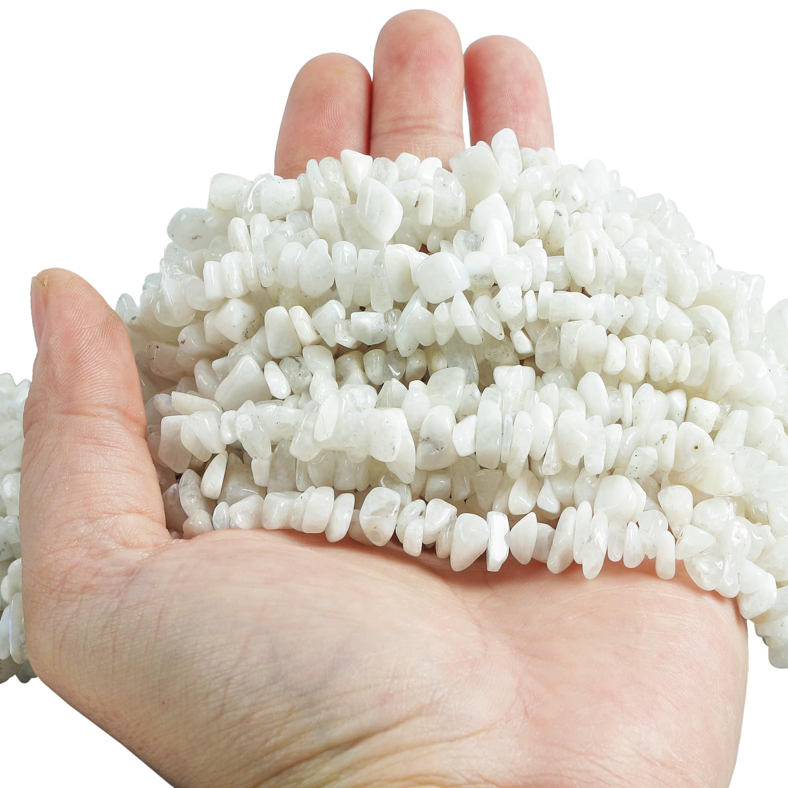 Lovionus89 150 CM White Moonstone Irregular Shaped Crystal and Healing Tumbled Chip Stone Beads for Jewelry Making