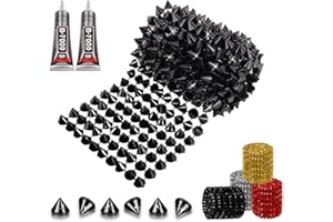 YHSHEEN 0.5 Yard Spike for Crafts Stude for Clothing, Black Spike Stud with Glue, Cone Flatback Plastic Trim Mesh for Holloween Party Decoration Costume DIY Crafts