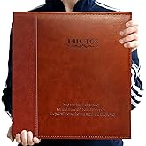 Zoview Magnetic Self-Stick Page Photo Album, Family Album, Leather Cover, Hand Made DIY Albums Holds 3x5, 4x6, 5x7, 6x8,8x10 Photos A52035 (Red Brown, Large)