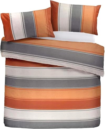 Fusion Betley Stripe Reversible Duvet Cover Set Spice King