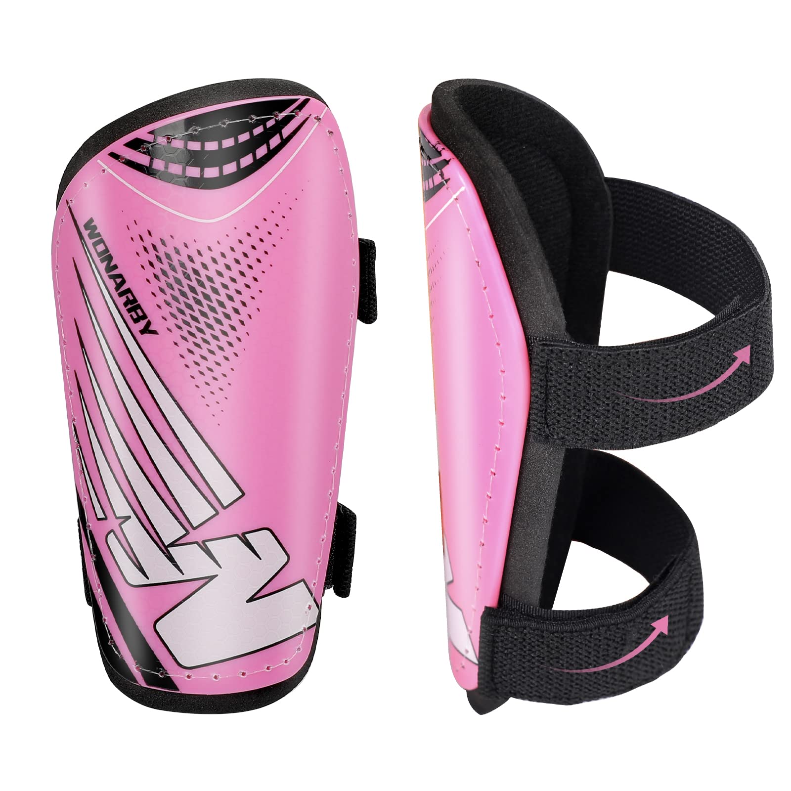 Shin Pads Football Youth Kids - Shin Guard for Boys Girls Teenagers 2-18 Years Old - Soccer Shin Guards Protection Equipment with Adjustable Straps - Pink, XS