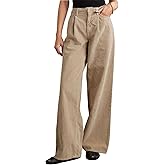 Women's High Waisted Wide Leg Corduroy Pants Vintage Loose Comfy Trousers with Pockets
