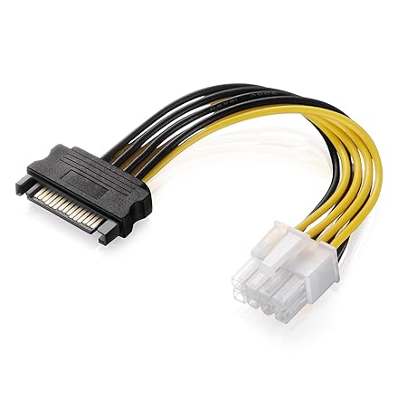 adaptare 34101 Netzteil-Adapter-Kabel 15-polig SATA-Anschluss auf 8-polig ATX12V P8-Stecker schwarz