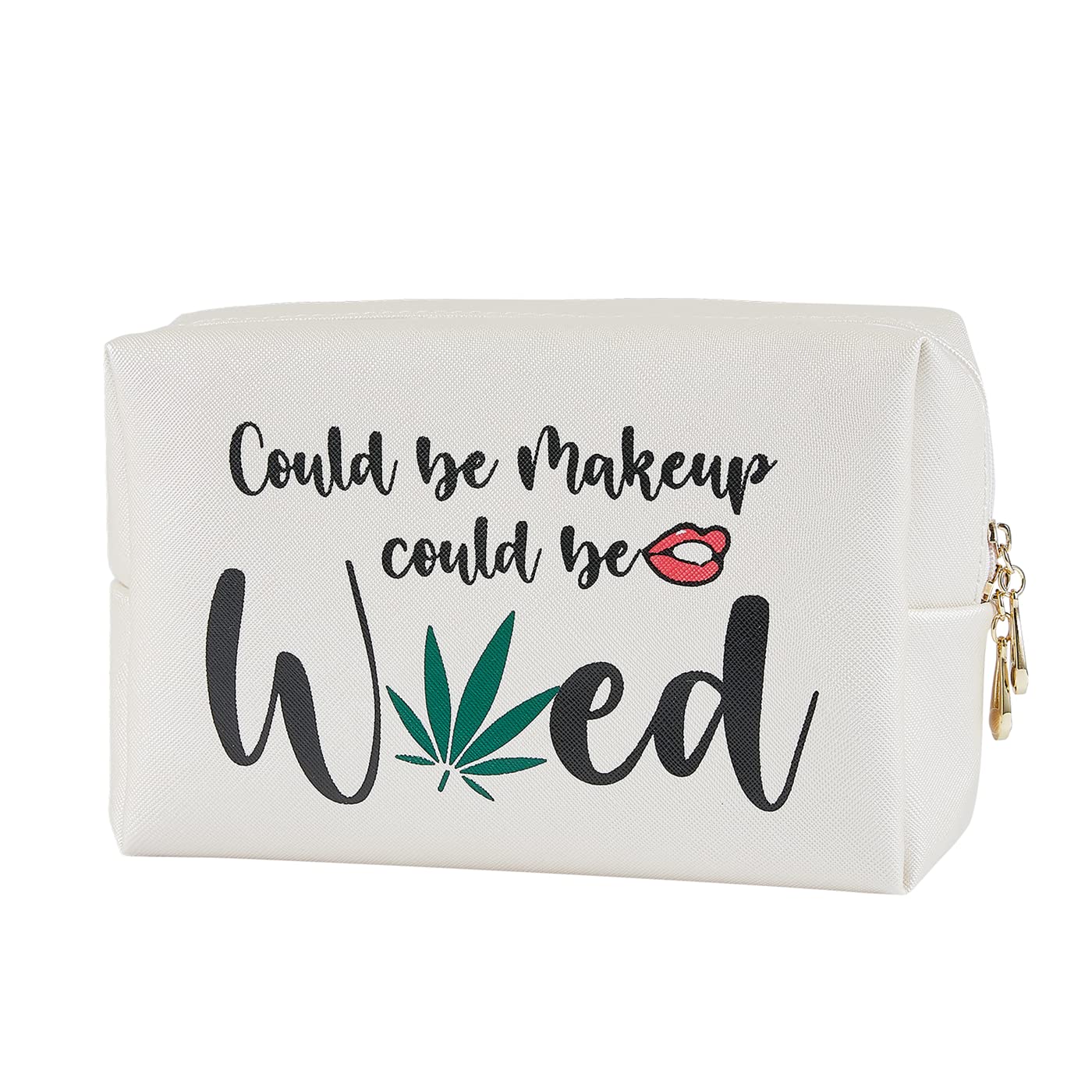 Funny Marijuana Weed Leaf Makeup Cosmetic Bag Zipper Pouch | Might Be Makeup Might Be Weed Cosmetic Travel Bag Toiletry Make-Up Case Multifunction Pouch Gifts for Women Stoner Friend