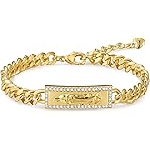 Jekvill 14K Gold Plated Virgin Mary Cross Bracelet for Women catholic bracelets Confirmation Gifts with Sparkling Zircon Stones religious bracelets first communion gifts