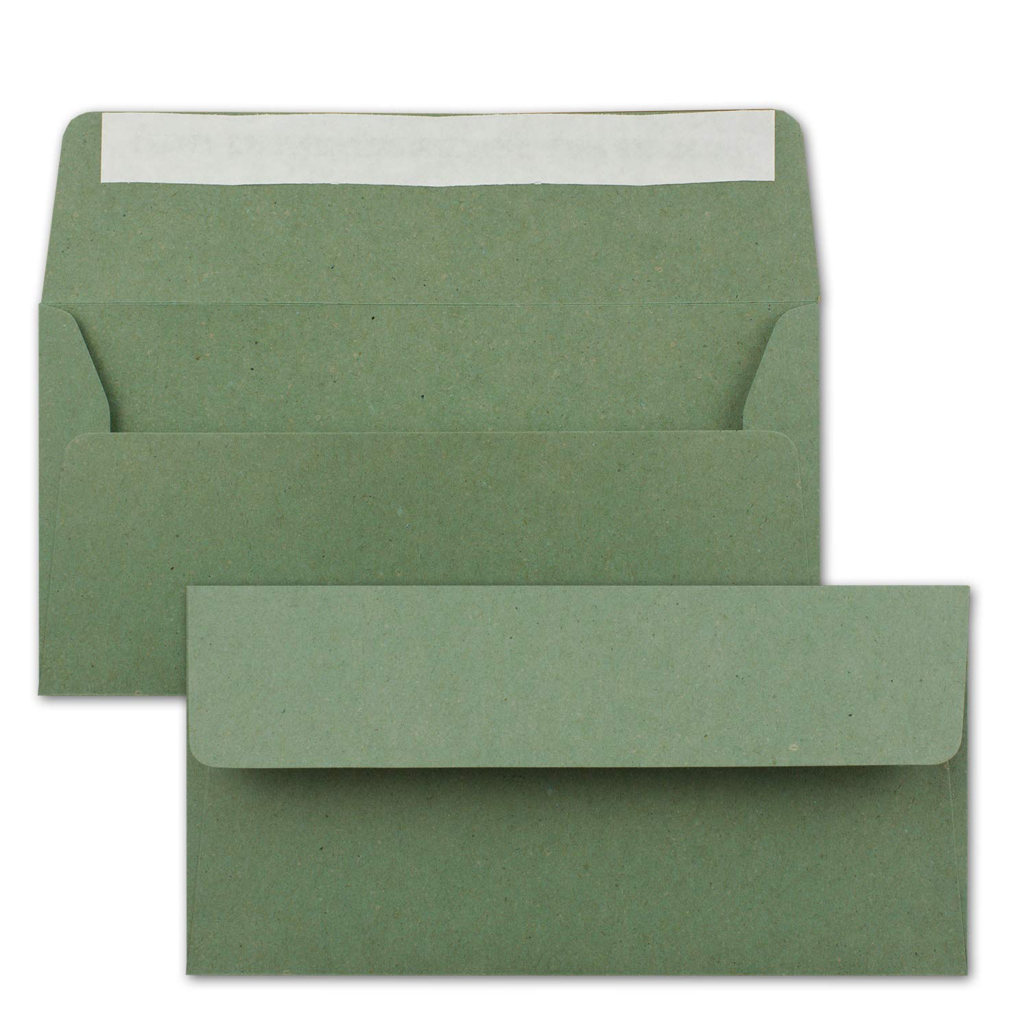 75x Kraft paper envelopes DIN long - green - self-adhesive 11 x 22 cm - letter envelopes made of recycled paper - vintage envelopes by