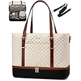 LOVEVOOK Lunch Tote Bag for Women, 15.6 Inch Laptop Work Bag With Lunch Compartment & Large Cup Holder, Lightweight Work Briefcase for Travel, Bussiness, Teacher