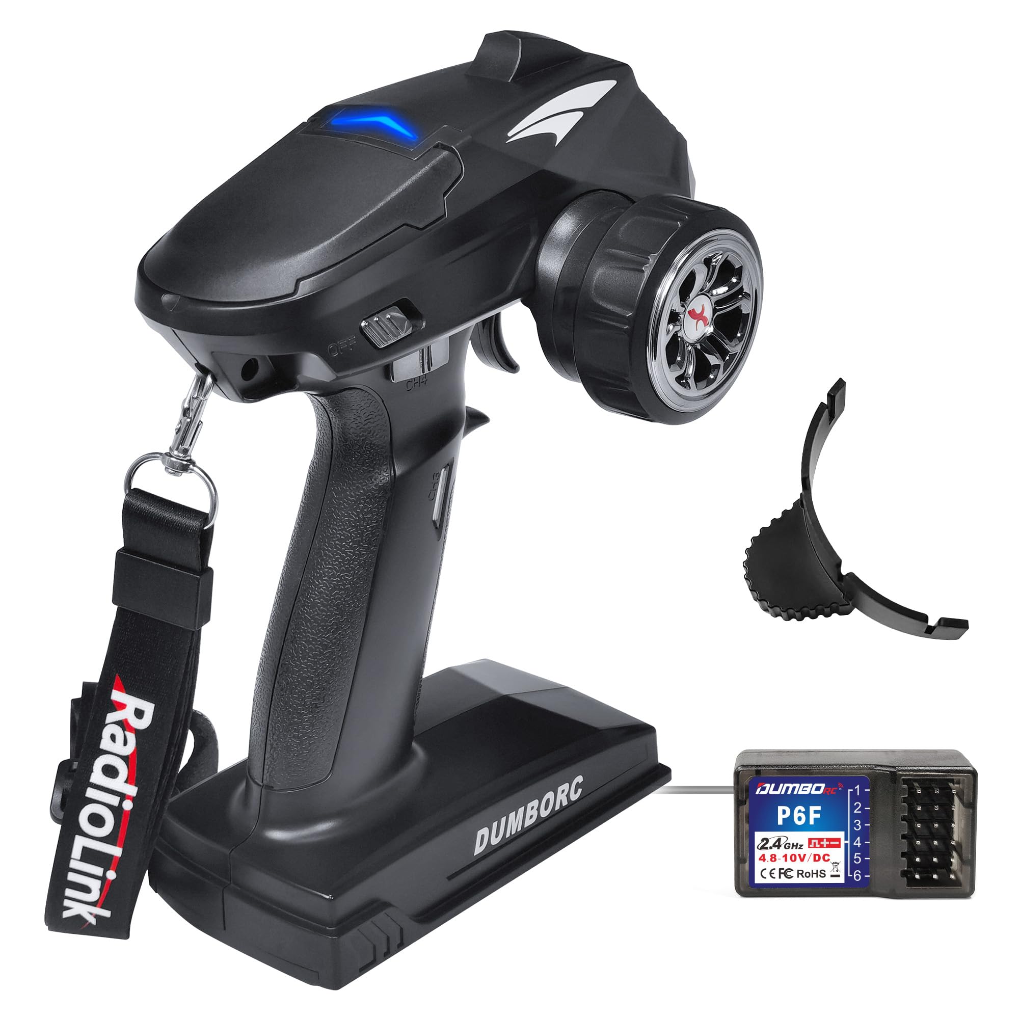 DUMBORC X4 2.4GHz 4-Channel RC Radio Transmitter and Receiver P6F with Fail-Safe & Low Voltage Alarm Function Mixed Mode for Rc Vehicle Car Boat Tank Model Parts Remote Controller