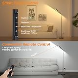 OUTON LED Floor Lamp 15W 1500LM Dimmable 4 Color Temp Remote Touch Black view 3