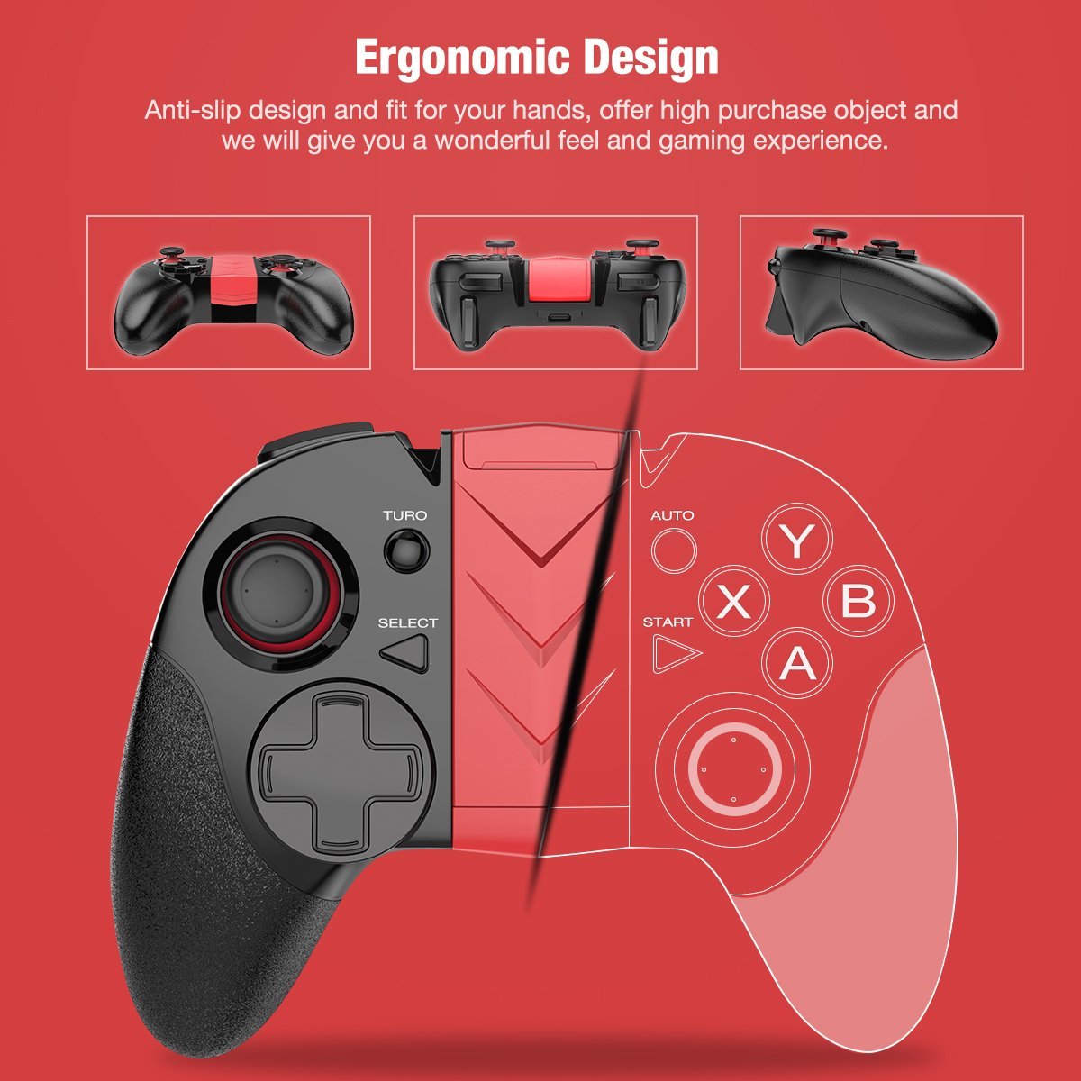 BEBONCOOL Wireless Game Controller, Android Controller Works with Bluetooth, Android Gamepad Supports Samsung Gear VR/Android Phone/Tablet/TV Box/Emulator with Clip