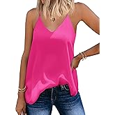 SUNAELIA Chiffon Cami V Neck Tank Tops for Women Loose Fit Flowy Spaghetti Strap Camisole Summer Casual Sleeveless Shirts