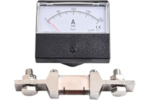 Analog DC Amp Meter Gauge DH-670 with Shunt, 0-200A/300A 75mV Ammeter, Black Plastic Panel Mount Current Monitor for Electric