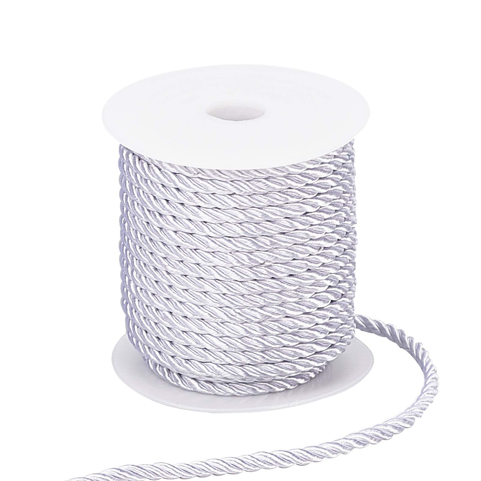 PH PandaHall 59ft 5mm Braided Cord Trim, 3-Ply Polyester Twisted Cord Shiny Cording Decorative Twine Cord Rope String for Curtain Tieback Gift Bags Rope Handles Handbags Handles and DIY Craft Making
