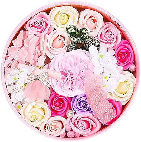 Amazon Aesthing お風呂用石鹸 バラの花 花の香り 石鹸 バラの花びら ボディソープ ギフトボックス入り バレンタイン 記念日 母の日 誕生日 クリスマス ピンク 造花 オンライン通販