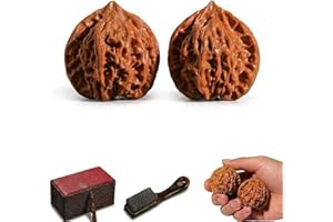 Natural Chinese Wenwan Walnut Kit Unpolished, Jade Walnuts Fidget, Wenwan Walnut Brush Kit for Hand Polishing, Authentic Chin