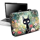 BFDHGQZC Black Cat Among Flowers 13-14 inch Laptop Sleeve Bag with Handle Notebook Sleeve PC Messenger Bag Durable Travel Laptop Handbag Compatible for Laptop Notebook