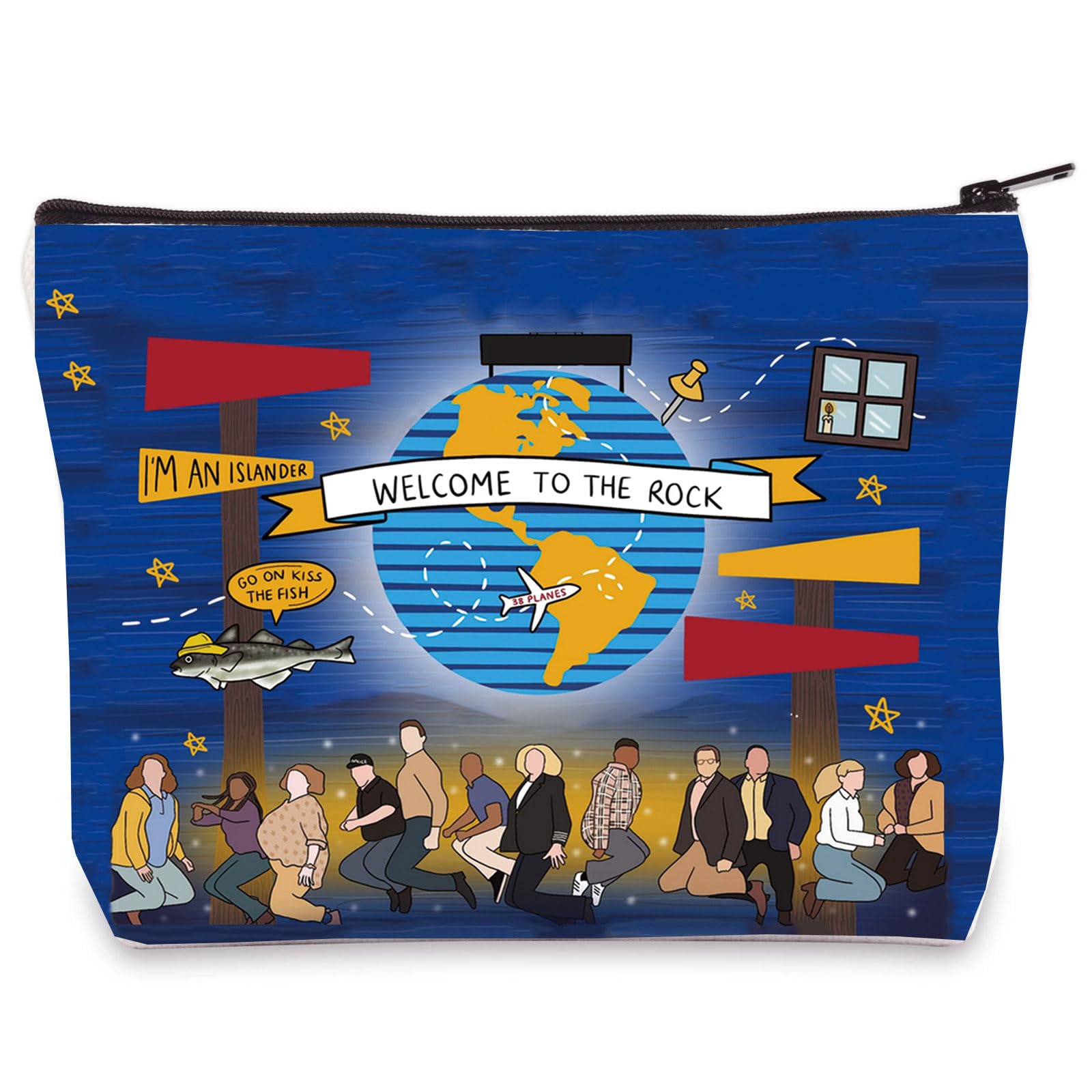 LEVLO Come From Away Musical Cosmetic Makeup Bag Beverley Fans Gift Welcome To The Rock Broadway Zipper Pouch Bag Broadway Theatre Merchandise, The Rock, 0