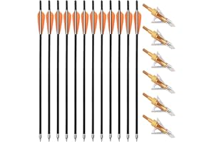 WANVZMR Crossbow Bolts 20 Inch Carbon Archery Arrows 12 Pack and 6 Pack Hunting Broadheads kit, Hunting Crossbow Arrows with 