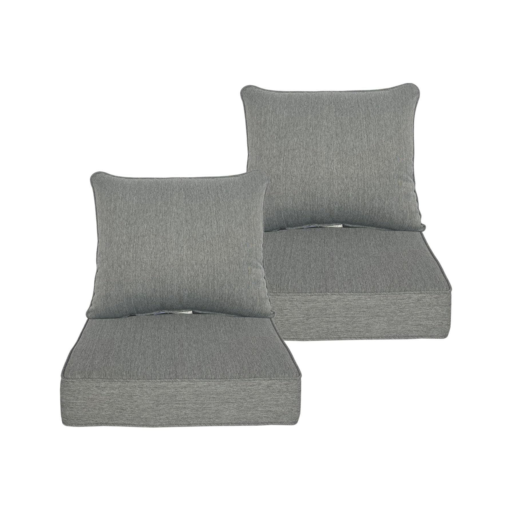 Photo 1 of Localive 24x24 inch Outdoor/Indoor Deep Seat Patio Cushions Set of 2 Deep Seat Bottom Resilient Foam Filling with Zipper Water-Repellent Abrasion-Resistant UV Resistant Weather Resistant Gray