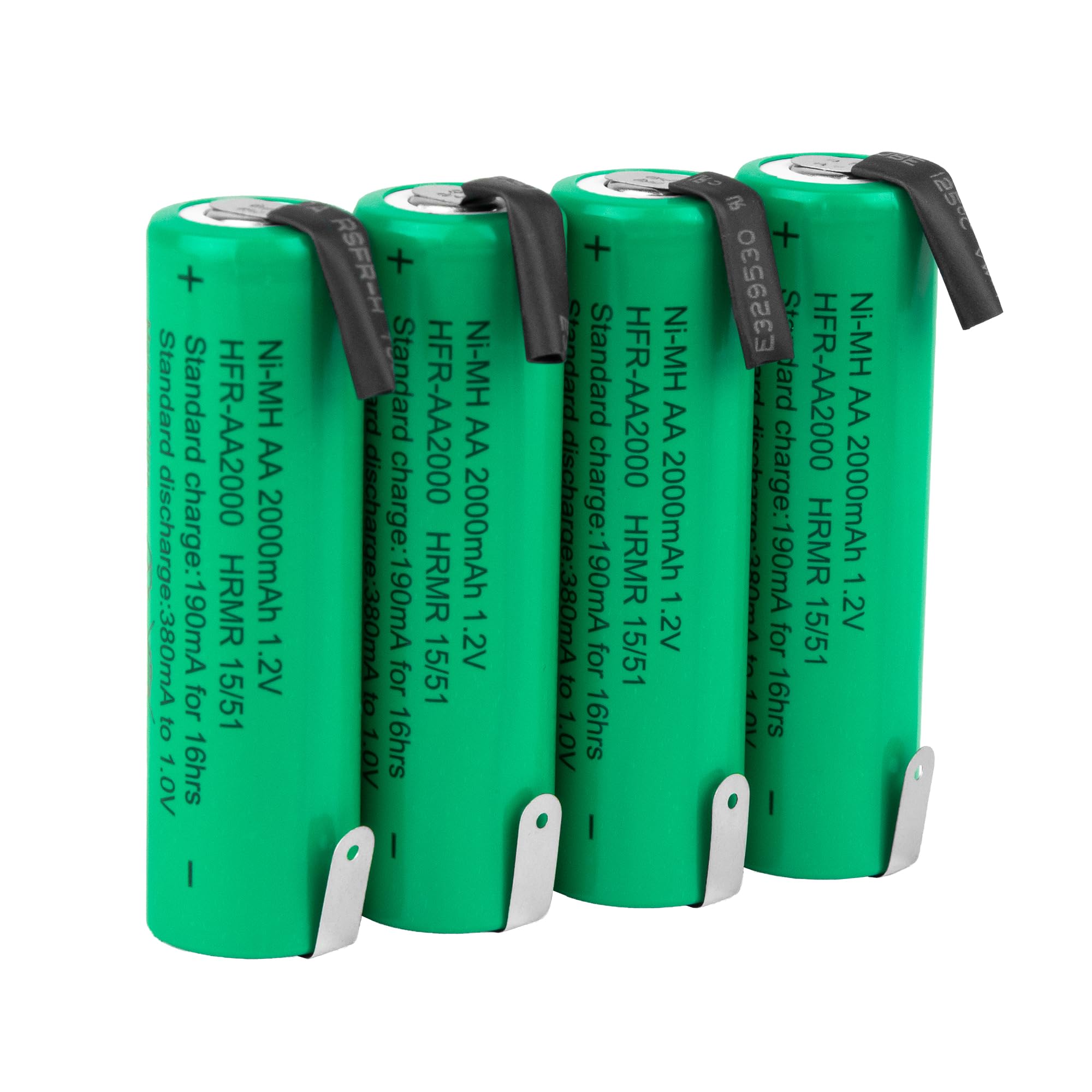Tenergy AA 1,2 V NiMH 2000 mAh pilas AA recargables de parte superior plana con pestañas, paquete de 4