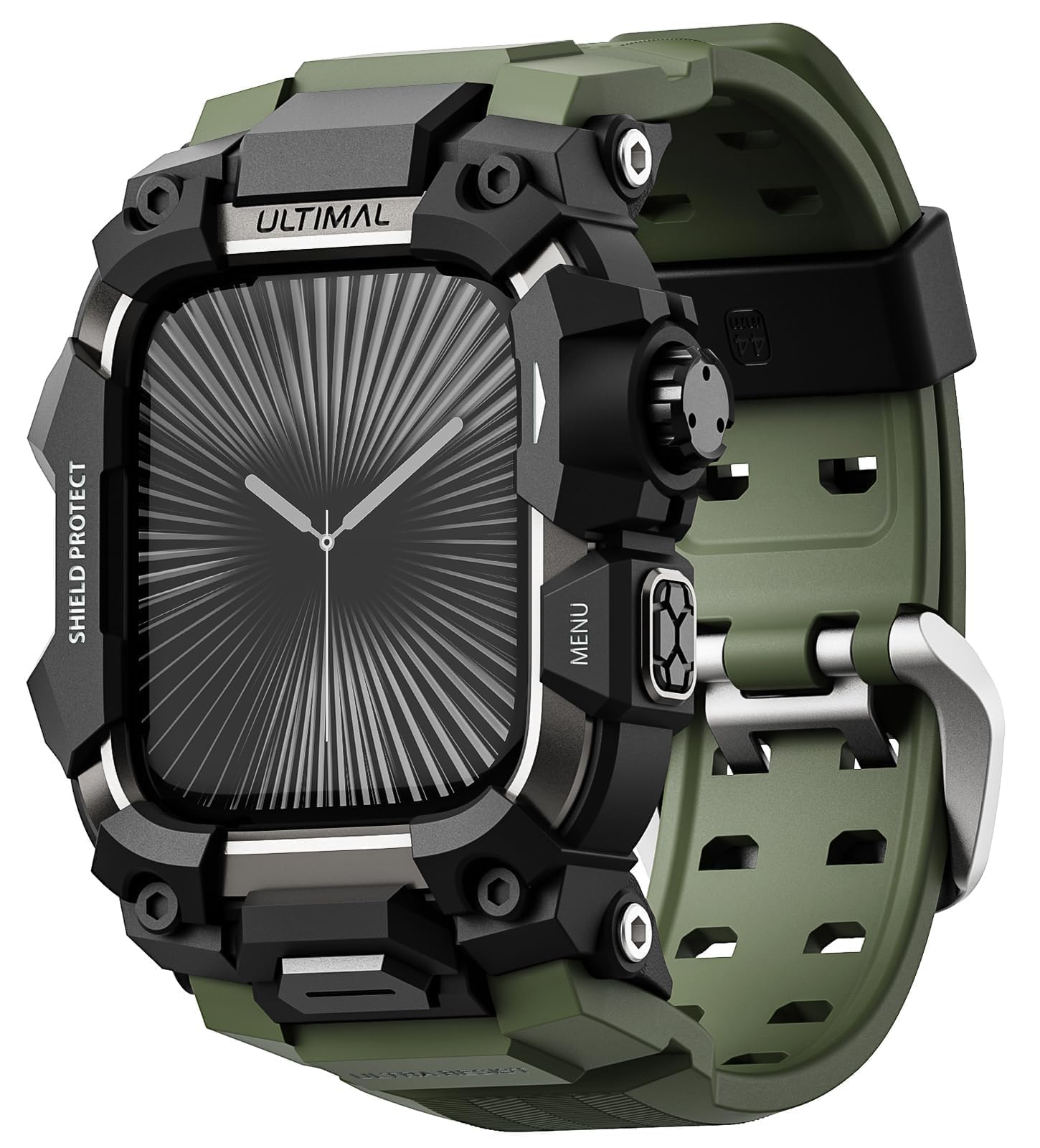 Photo 1 of ULTIMAL Rugged Case with Band for Apple Watch 46mm,Compatible with Apple Watch Series 11/10, Military Grade Shockproof Bumper Cover for iWatch Tactical Band Men (46mm,Army Green)