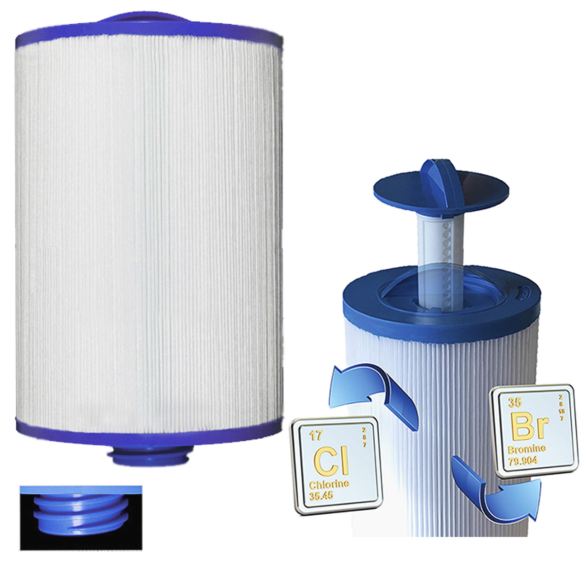 Hot Tub Filter PWW50, Darlly SC714, Blue Whale Spa, Superior, Unicel 6CH-940, Pleatco PWW50P3, Filbur FC-0359, Waterway 817-0050 - without POD