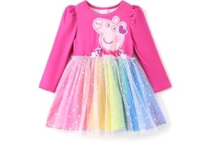 Peppa Pig Toddler Girls Dress for Fall Long Sleeve Tutu Dresses for Birthday Party Tulle Princess Dress Little Girl Size 2-6T