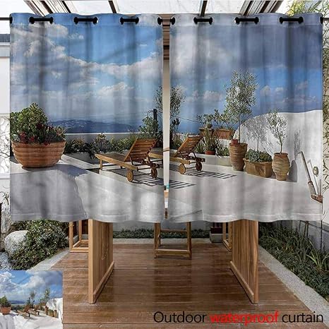 Amazon Com Outdoor Grommet Window Curtain Travel Santorini