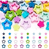 32Pcs Star Silicone Focal Beads for Pen Coloful Star Beads Colorful Lanyard Pen Bead Soft Rubber Loose Bead for Keychain Bracelet Necklace Jewelry Making Birthday Gift