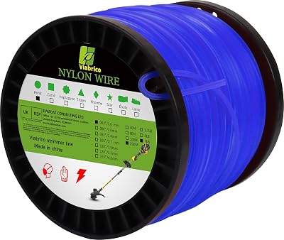 Viabrico Grass Strimmer Line 200m 1.6mm Heavy Duty Nylon String Wire