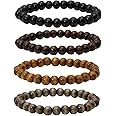 Eigso 6-8mm Wood Beads Bracelet Prayer Beads for Meditation Buddha Tibetan Bracelet for Men and Women