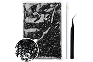 Duflash 50000Pcs Black Resin Flatback Rhinestone, 3mm Jelly Resin Non-hotfix Rhinestones Larger Quantity Wholesale for Crafts DIY Design, Tumblers, Clothes, Makeup, Nail Art（SS12,0.12inch