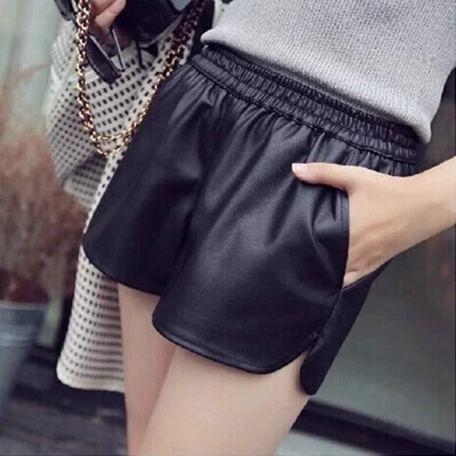 loose leather shorts