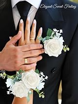 N&T NIETING 50pcs Artificial White Roses Real Touch Foam Flowers DIY Wedding view 4