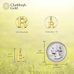 14K Yellow Gold Fine Mini Dangling Initial A-Z