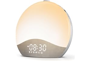 ecozy Sunrise Alarm Clock, White Noise Sound Machine, Upgraded Backlit Buttons for Bedrooms, 26 Soothing Sounds, 17 Night Lights, Bluetooth Speaker, Wake Up Sunlight for Heavy Sleepers, Adults, Kids
