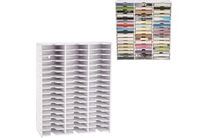 SANFURNEY 51-Slot Cassette Tape Storage, Desktop Rack Audio Tape Organizer, Wall-Mounted Cassette Holder-White
